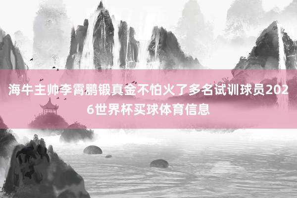海牛主帅李霄鹏锻真金不怕火了多名试训球员2026世界杯买球体育信息
