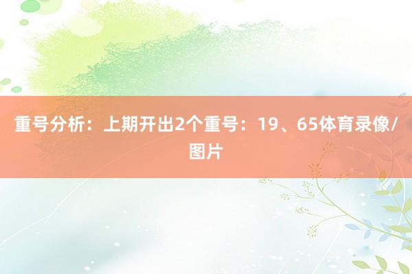 重号分析：上期开出2个重号：19、65体育录像/图片