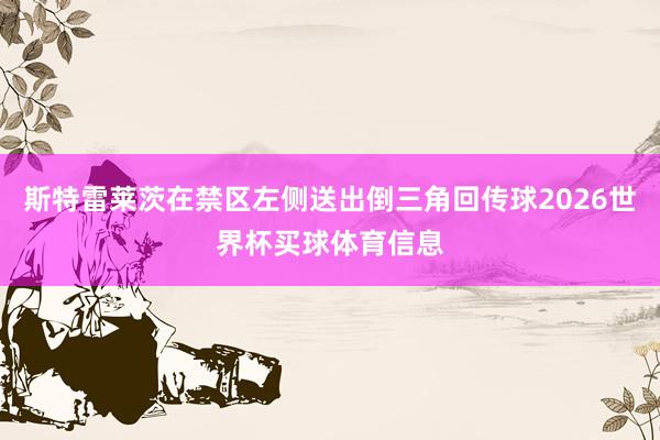 斯特雷莱茨在禁区左侧送出倒三角回传球2026世界杯买球体育信息